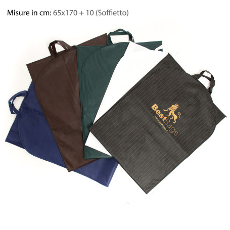 Copriabito TNT 65 x 170 + 10 cm con soffietto. Personalizzabile